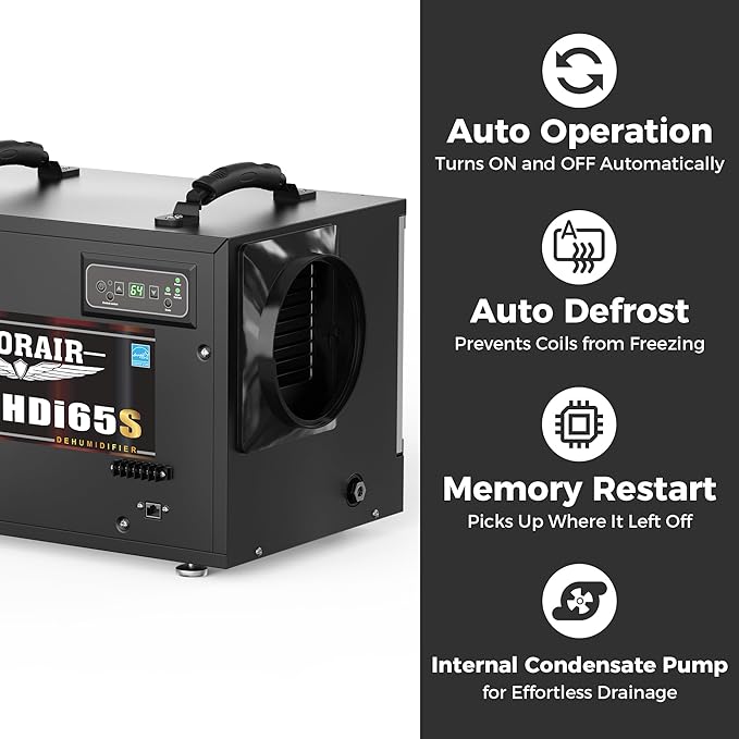 ALORAIR 120 PPD Commercial Dehumidifiers with Pump and Hose, Crawl Space Basement dehumidifier, Industry Water Damage Unit, Compact, Portable, Auto Defrost, Memory Starting - Image 4