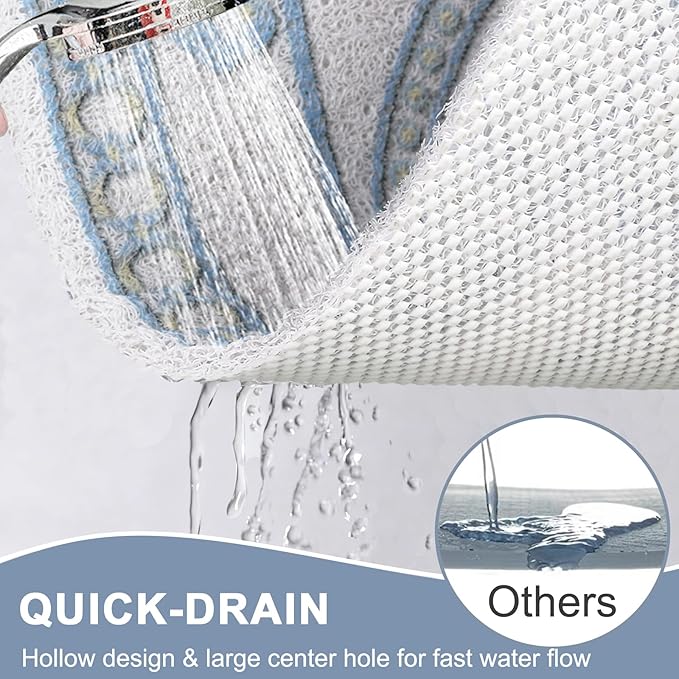 Square Shower Mat Non Slip: 32x32 Inch Extra Large Shower Mats with Drain Hole in Middle -Anti Slip Shower Mats for Inside Shower -Loofah Shower Floor Mat Bath Mat for Shower Stall Bathtub Elderly - Image 6