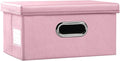PRANDOM Collapsible Storage Box with Lid [1-Pack] Leather Fabric Foldable Storage Bin Organizer Container Basket Cube with Cover for Home Bedroom Closet Office Nursery Pink (13.6x9.6x6.9) by Prandom