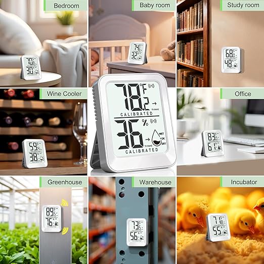 3 Pack Room Thermometer Indoor Hygrometer for Home, Digital Sensor Mini Humidity Gauge Meter, Temperature Humidity Monitor for Bedroom, Pet, Plant - Battery Included - Image 5
