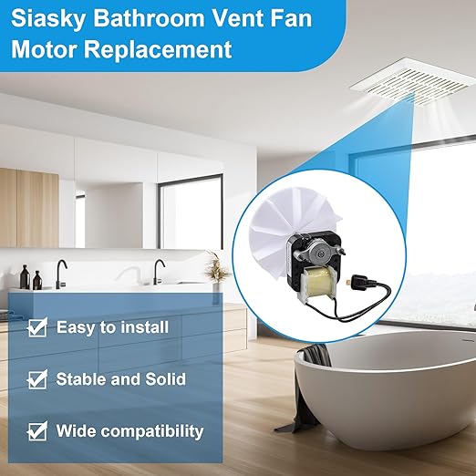 Siasky Universal Bathroom Vent Exhaust Fan Motor Replacement Motors Kit, Fit for Nu-Tone Br-oan Exhaust Vent Fan Motor 120V 50CFM, with Blower Wheel - Image 6