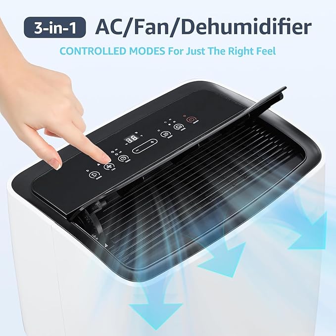 12,000 BTU Portable Air Conditioner for 550 Sq Ft 3-In-1 AC Unit with Cooling/Dehumidifier/Fan Modes, Remote Control, 24H Timer & Installation Kit for Home/Office/Dorm - Image 5