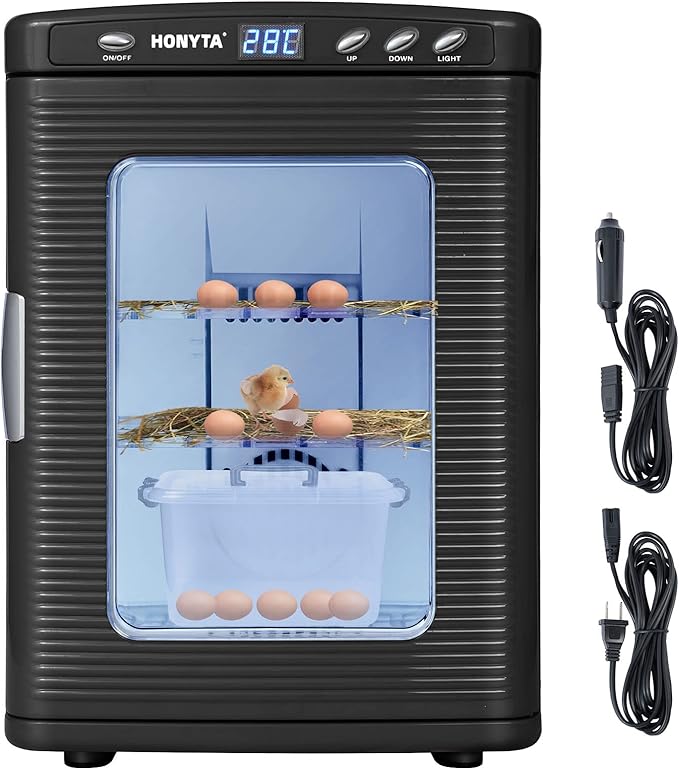 RYFT Incubators for Hatching Eggs, 25L Portable Reptile Scientific Lab Incubator with 5°C-60°C, 12V/110V Heating and Cooling for Small Reptiles (Black) by RYFT