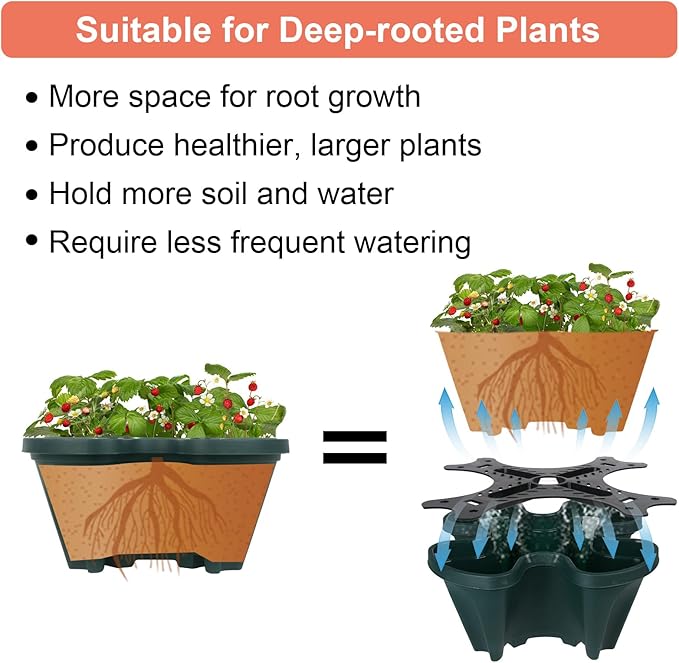 DUNCHATY Stackable Planter, Vertical Garden Planter with Wheels and Tools, Strawberry Indoor/Outdoor 5 Tier Tower Herb for Growing Vegetables Succulents, Dark Green, 2 Pack - Image 4