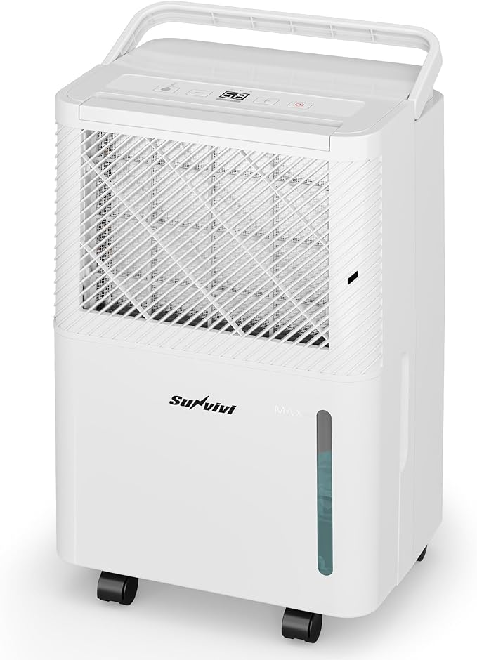 Sunvivi 22 Pints Dehumidifier for Home: 1500 Sq.Ft Dehumidifiers with 71OZ Water Tank, Drain Hose for Basement, Bedroom, Bathroom, RV, Garage, Living room, 360° Rotatable Wheels, 24H Timer, White - Image 9