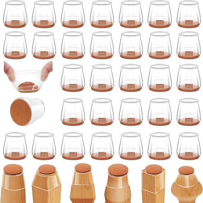 36Pcs Silicone Chair Leg Floor Protectors,Floor Protectors for Chairs,Rubber Chair Leg Protectors for Hardwood Floors,Chair Leg Caps Chair Leg Covers for Wooden Floors(Clear, XSmall) by Joeyrras