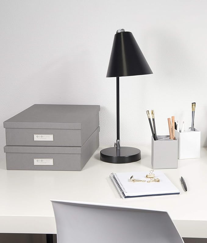 Bigso Oskar Fiberboard Label Frame Document Letter Box - File Organizer Box for Important Paperwork - Document Storage with a Lid & Metal Label Window - 3.3 in x 10.2 in x 13.8 in - Grey - Image 6