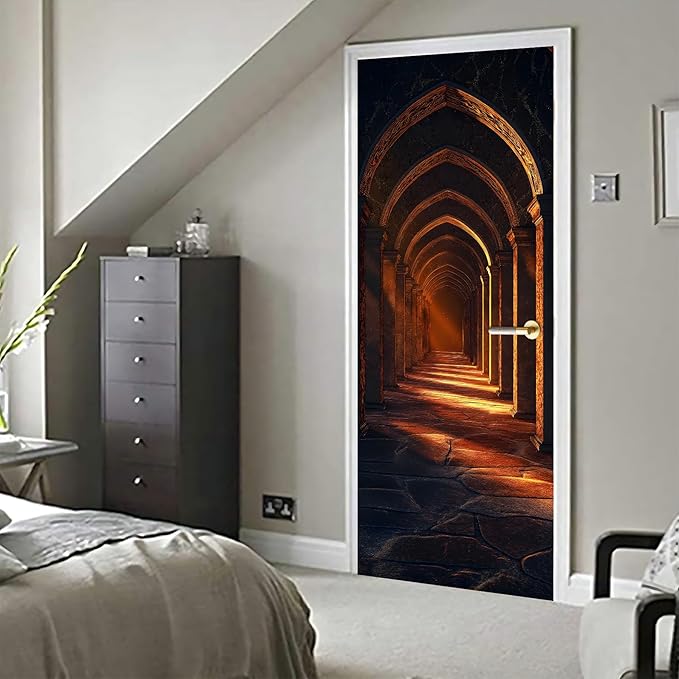 3D Door Decals Stickers, Peel Stick Wall Murals Vinyl Wallpaper Self-Adhesive Mural Door Covers Decorative for Furniture Home Decor Wrinkle-Resistant Waterproof - Image 6