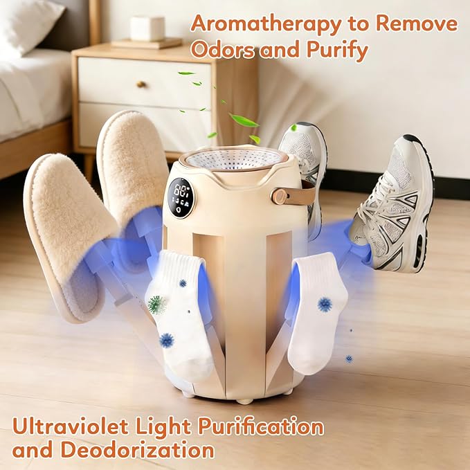 Shoe Dryer with Heat Blower for Sneakers, Gloves & Socks, 6 Extendable Arms, Fast Drying, Adjustable Timer, U Light Source Purification, Energy-Efficient, Portable, Aromatherapy Cube to Reduce Odors - Image 2