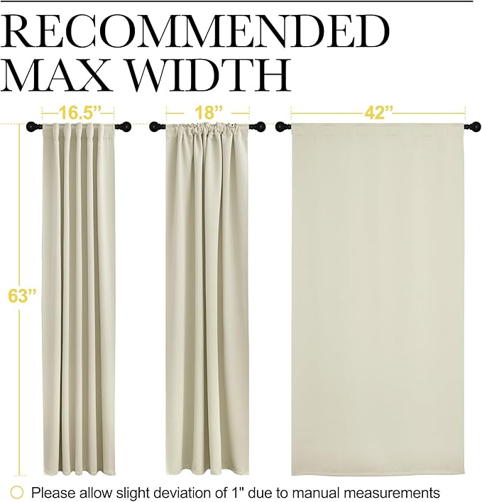 NICETOWN RV Curtains for Camper Windows - (Beige Color) 42x50 Inch, 2 Panels Set, Thermal Insulated Room Darkening Blackout Drapes/Draperies with Rod Pocket & Back Tab for Half Window - Image 7