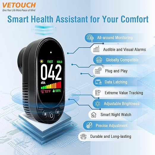Portable Plug-In Noise Detector, 3-In-1, Temperature/Humidity Simultaneous Monitoring, High-Definition Large Screen Accurate Data Reading, Intelligent Graded Alarm, Suitable For Various Venues - Image 3