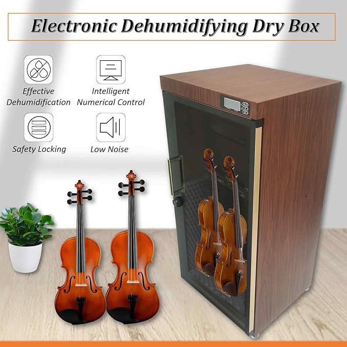 Electronic Dehumidifying Dry Cabinet Box for Musical Instruments Digital Humidity Control (35-60% RH), LED Light, Silent Operation, for Guitar, Violin, Bass, Chinese Lute & More 110V - Image 3