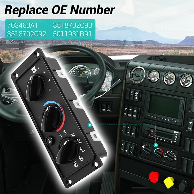 3518702C93 AC Climate Control Module Compatible with 2000-2017 International 5500i 5600i 5900i 9100 9200 9400 9900/2011-2020 CAT CT660/2017-2021 International HX515 HX520 HX615 HX620 HVAC Panel Unit - Image 3