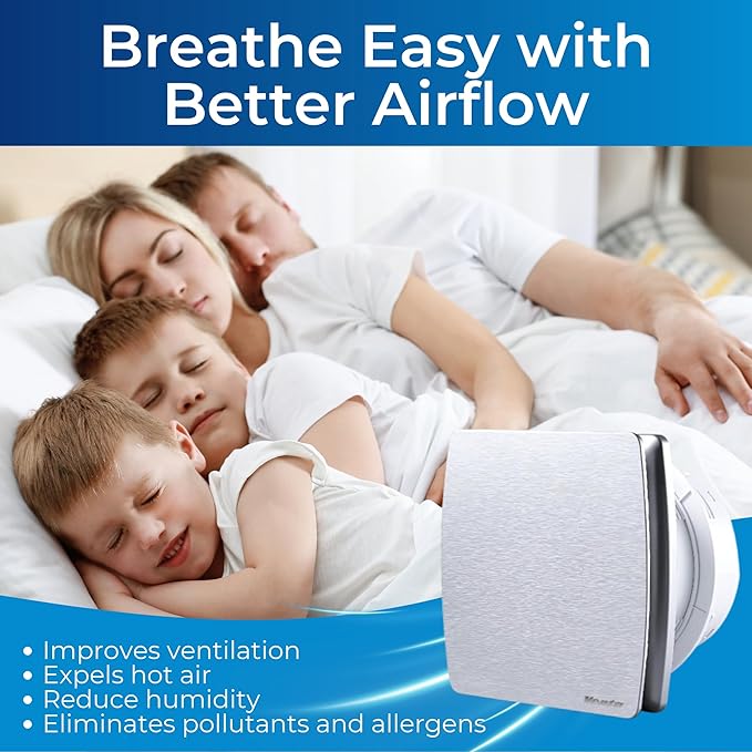 Venta 4 Inch Exhaust Fan – 1.5 Sones, Quiet Wall Mount Bathroom Exhaust Fan – Powerful 56 CFM Airflow, Anti-Backflow, Energy-Efficient - For Kitchen, Garage, Office - Silver - Image 3