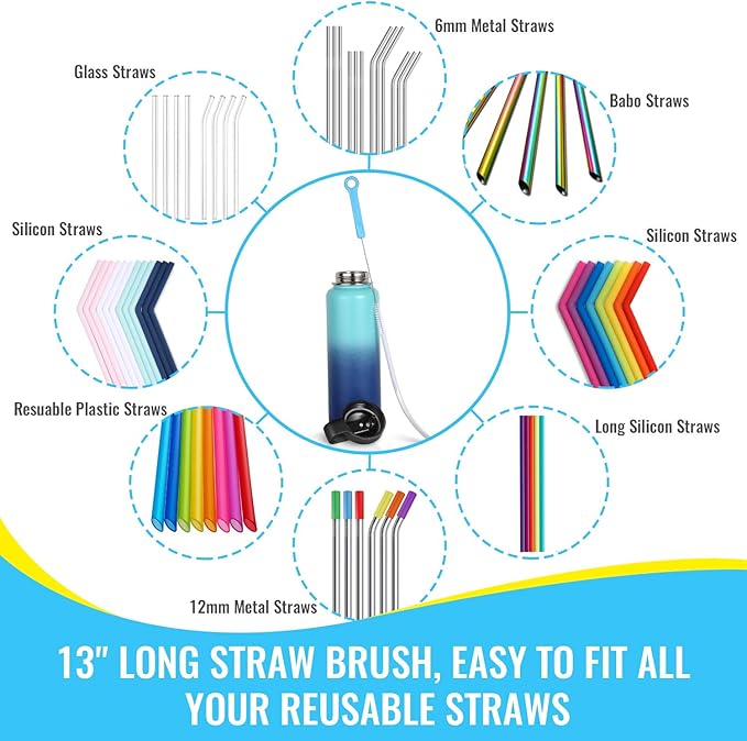 16" Bottle Brush Cleaner for Water Bottle - Long Handle Bottle Brush for Cleaning Narrow Neck Sport Bottles,Beer Bottle and Jugs, Set of 2 - Image 8