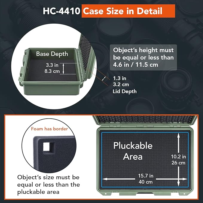 Lykus HC-4410 Waterproof Hard Case with Customizable Foam Insert, Interior Size 17.32x11.42x4.72 in, Suitable for up to 16" laptop,Starlink Mini,keyboard,drill,audio mixer,mic,flashlight,and more - Image 3