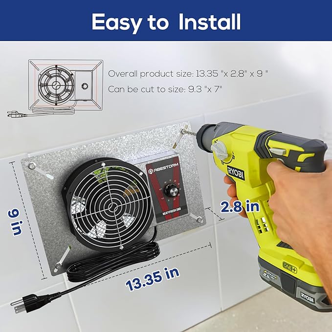 Abestorm 260CFM Crawlspace Ventilation Fans, IP-55 Rated Exhaust Fan with Humidistat Thermostat, 6.7 Inch Basement Vent Fan with Isolation Mesh for Crawl Space, Garage, Attic, Exhaust,Commercial - Image 4