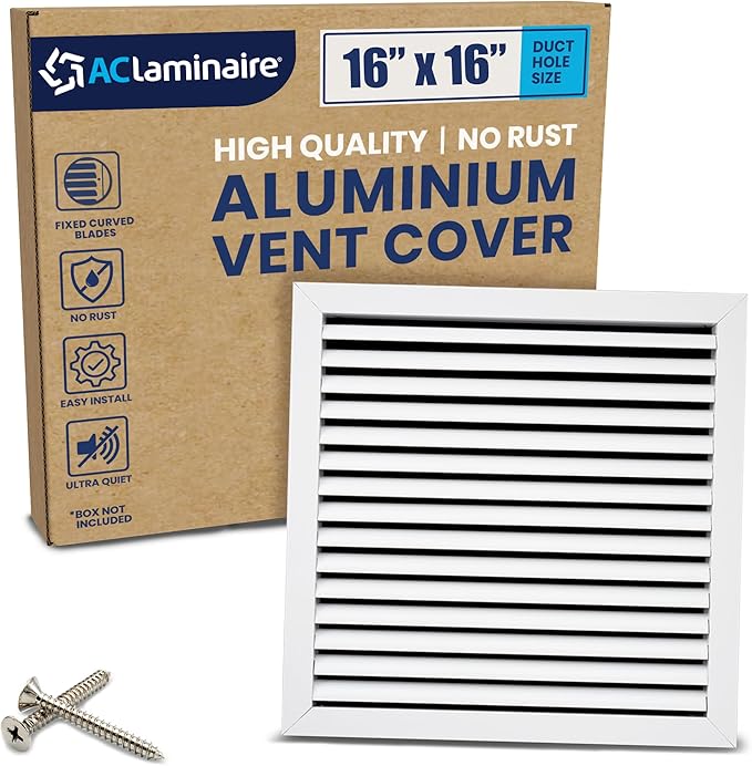 16x16 Inch (Duct Opening) Air Return Vent Cover Decorative – Premium Aluminum AC Vent Cover for Ceiling & Wall, Rustproof Grille, Ideal for Home HVAC Grille, Durable & Easy to Install by ACLAMINAIRE by LAMINAIRE