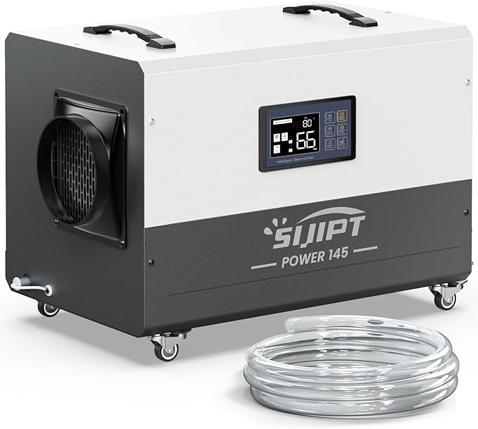 155 Pint Commercial Dehumidifier with Pump, Dehumidifiers for Crawl Space & Basement with Drain Hose, Industrial Dehumidifier with Swivel Caster for Large Space, Large Capacity, Auto Defrost by ClickheretofollowSijipt
