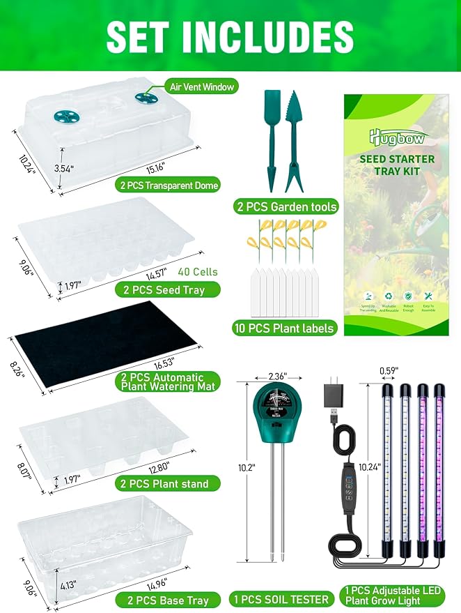 Self-Watering Seed Starter Tray with Grow Light, 80-Cell Plant Starter Trays Seed Starter Kit, Seed Starter Tray for Seed Starting, Plant Germination & Seedling Growing, 2 Pack - Image 2
