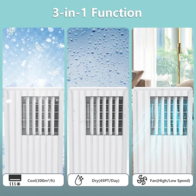 8,000 BTU Portable Air Conditioner – 3-in-1 Cooling, Dehumidifier & Fan for Rooms Up to 350 sq.ft. Quiet Energy-Saving Sleep Mode, 24-Hour Timer, Remote & Overheat Protection – Includes AC Window Unit - Image 5