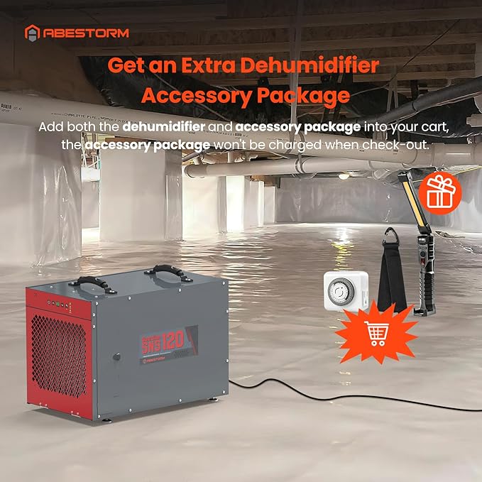 Abestorm 235 Pint Commercial Dehumidifiers for Crawl Space, Basement, Whole Homes up to 3,300 sq. ft, Water Damage Restoration Equipment with Pump and Drain Hose - Image 2