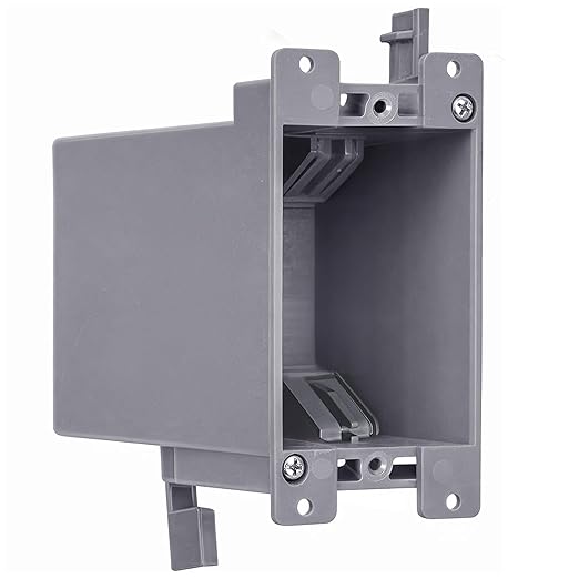 20 Cu in Deep Old Work Electrical Box, 1-Gang Non-Metallic PVC Outlet Box for Drywall, Remodel Electrical Box with Built-in NM Cable Clamps, Grey PVC Old Work Outlet Box by AirmontProducts