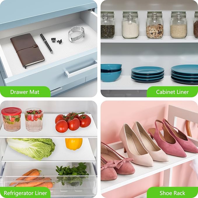 White Shelf Liners for Kitchen Cabinets Non Adhesive Drawer Liner for Bathroom Waterproof Refrigerator Liners for Shelves Fridge Plastic Mats Cabinet Cupboard Liner 23.6 x 78.7 Inches - Image 2