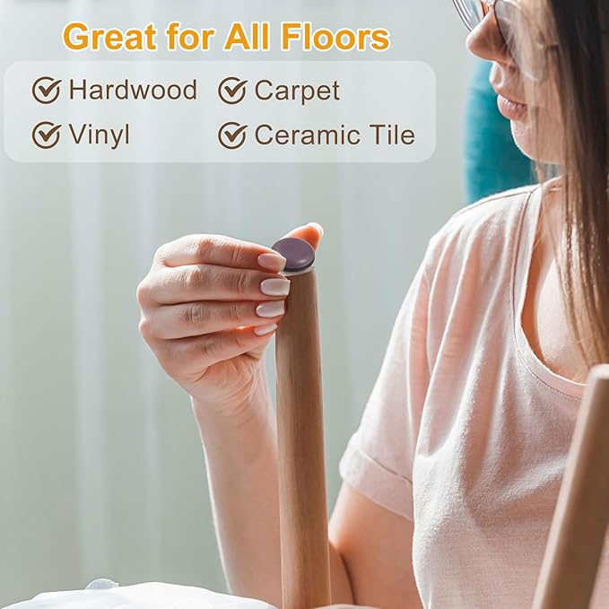 uxcell Furniture Sliders, 12 Pcs 13/16" PTFE Round Self-Adhesive Furniture Sliders, Furniture Pads Floors Protectors Chair Leg Moving Glides for Carpet Hardwood Floors, Brown - Image 5