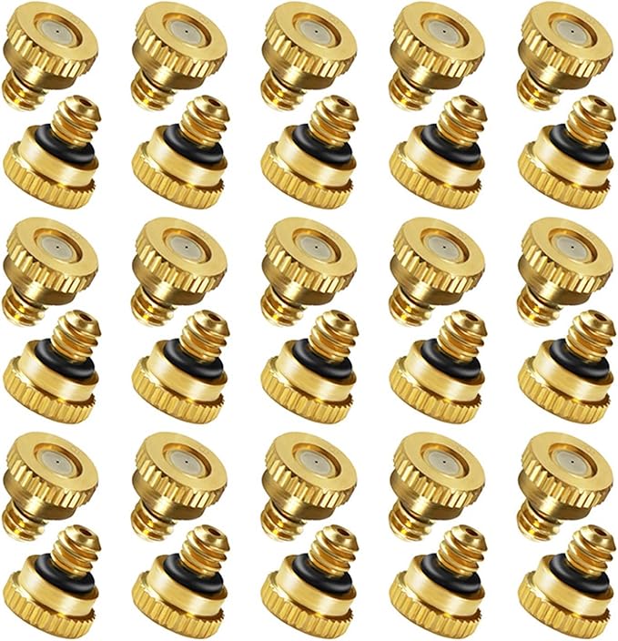 KUWAN 30pcs Brass Misting Nozzles for Cooling System 0.023" (0.6 mm) 10/24 UNC Garden (0.023) by KUWAN