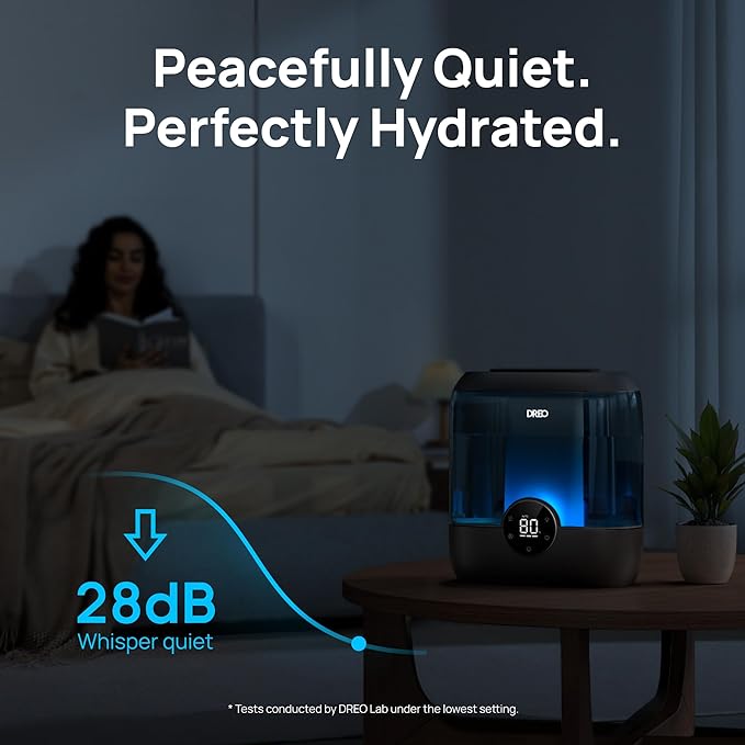 DREO Smart Humidifiers for Bedroom, 6L Top Fill Supersized Cool Mist Humidifier for Large Room, 60 Hour Runtime, Quiet Ultrasonic Humidifier for Plants, Baby, Indoor, Home, Night Light, Black - Image 6