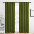 NICETOWN Christmas Decoration Blackout Curtain for Kitchen Window, Function Thermal Insulated Blackout Panels for Bedroom, 1 Pair, Olive Green, Rod Pocket Style, 42 by 84 inches by NICETOWN