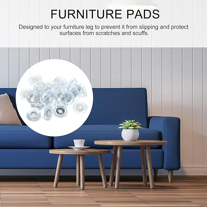 Ciieeo 50pcs Silicone Furniture Foot Pads with Screws, Non-Slip Sofa and Chair Leg Protectors, Moisture-Resistant Table Leg Covers for Hardwood Floors - Image 6