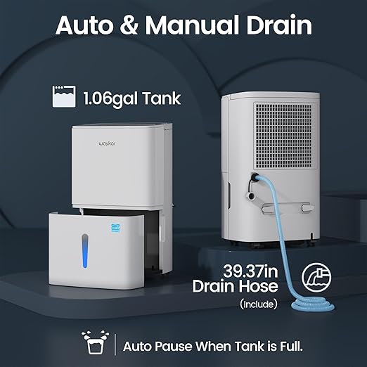 Waykar 120 Pints 2025 Energy Star Home Dehumidifier for Spaces up to 6,000 Sq. Ft, Ideal for Basement, Bathroom and Large Room with Drain Hose, Portable, Auto Defrost and Self-Drying - Image 7
