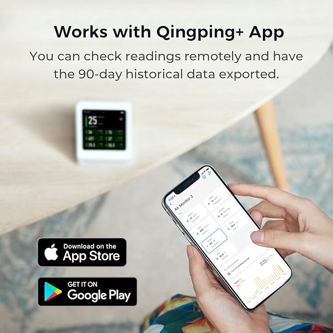 Qingping Air Quality Monitor Gen 2, Air Quality Monitor Indoor Detects PM2.5, CO2, PM10, Noise, Temperature and Humidity, New Upgraded Alarm Clock Function, Air Quality Tester for Bedroom, Smart Home - Image 7
