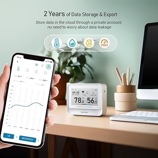 INKBIRD WiFi Thermometer Hygrometer, Temperature and Humidity Sensor with Weather Station, 9-in-1 IBS-TH5 with Electronic Ink Display, 2 Years Free Data Storage Export, Remote Monitor for Room - Image 8