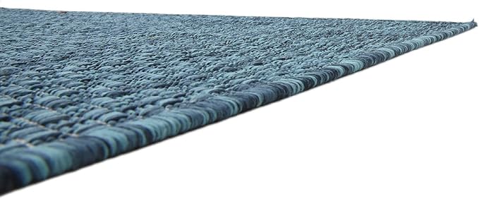 Unique Loom Collection Casual Transitional Solid Heathered Indoor/Outdoor Flatweave Area Rug (4' 1" x 6' 1" Rectangle, Teal/Navy Blue) - Image 9