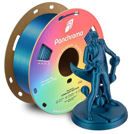 Polymaker Panchroma Blue Color Changing PLA, 1.75mm, 1KG, Glitter Starlight Neptune 3D Printer Filament, Hides Layer Lines, Easy to Print, Tangle Free, AMS Compatible, Works with Most FDM Printers by Polymaker
