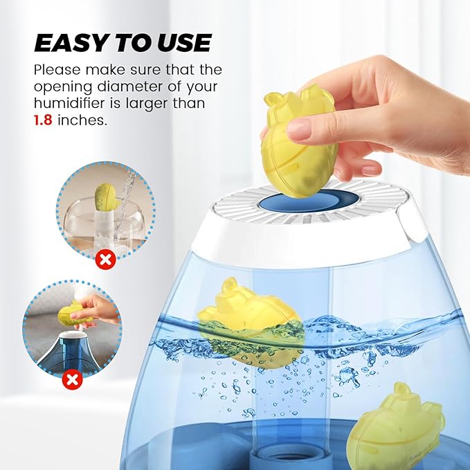 puxyblue   9-Pack Humidifier Tank Cleaner Yellow Small Submarine Fit for Most Humidifiers and Fish Tanks, Purifies Water, Prevents Hard Water Build Up, Eliminates White Dust - Image 4