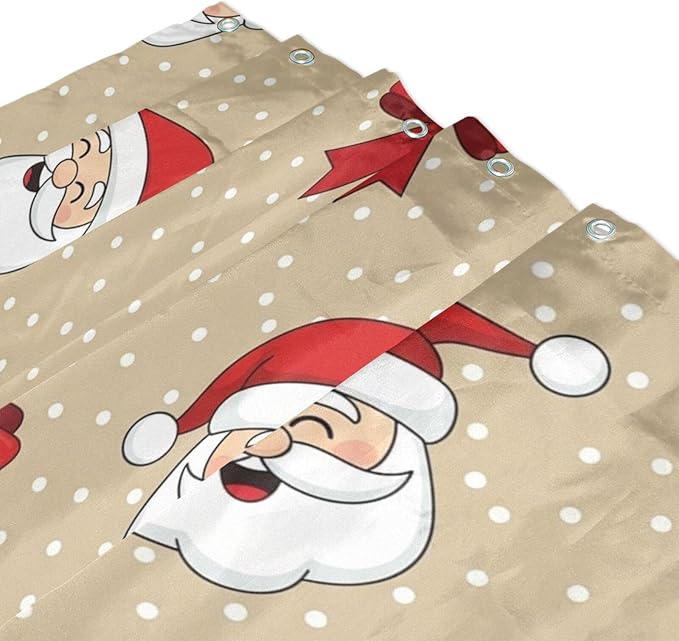 Christmas Santa Beige Dots Shower Curtain Liner 72×72 inch for Bathroom Curtain Anti Mold Shower Curtain with Hooks Bathroom Accessories - Image 3