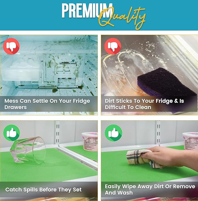 Refrigerator Liners for Shelves by Linda’s Essentials - Easy to Clean Fridge Liner with Spill Protection Fridge Shelf Liners & Drawer Liner, Nonslip BPA-Free Refrigerator Mats (Green Roll) - Image 2