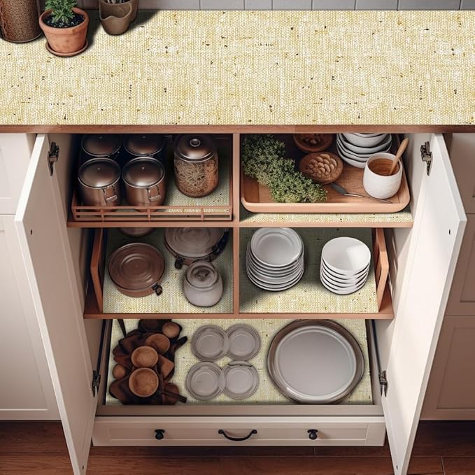 12-inch x 30-ft Shelf Liner Non-adhesive Beige Drawer Liner, Waterproof Durable Anti-Slip Shelf Liner for Cabinets - Image 8