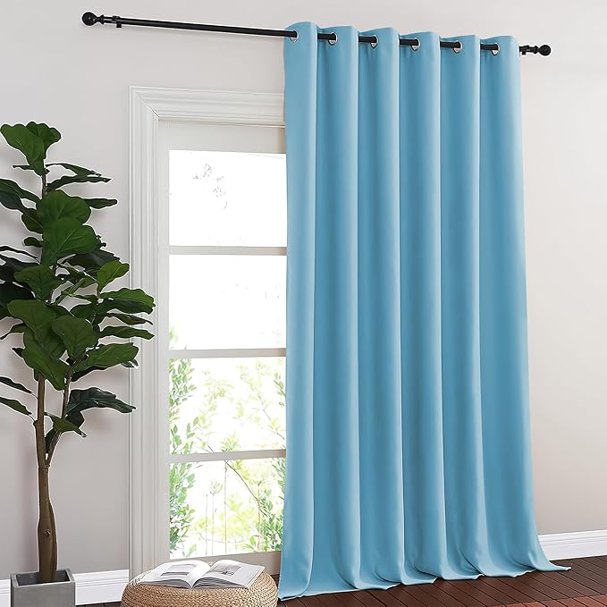 NICETOWN Blackout Sliding Glass Door Curtains, Room Darkening Thermal Insulated Curtains for Living Room Bedroom, Extra Wide Window Drapes, 1 Panel, W80 x L118, Teal Blue - Image 8