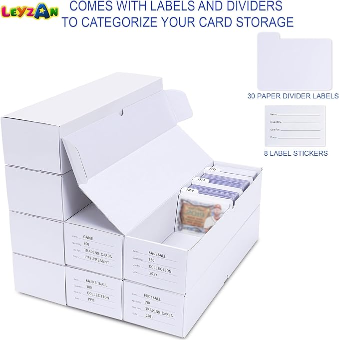 Trading-Card Storage Box, 8-Pack • 1000 Count Corrugated Cardboard Storage Box with dividers & labels for TCG/Magic/Mtg storage and Collection, 14.4 INCH Horizontal - Image 4