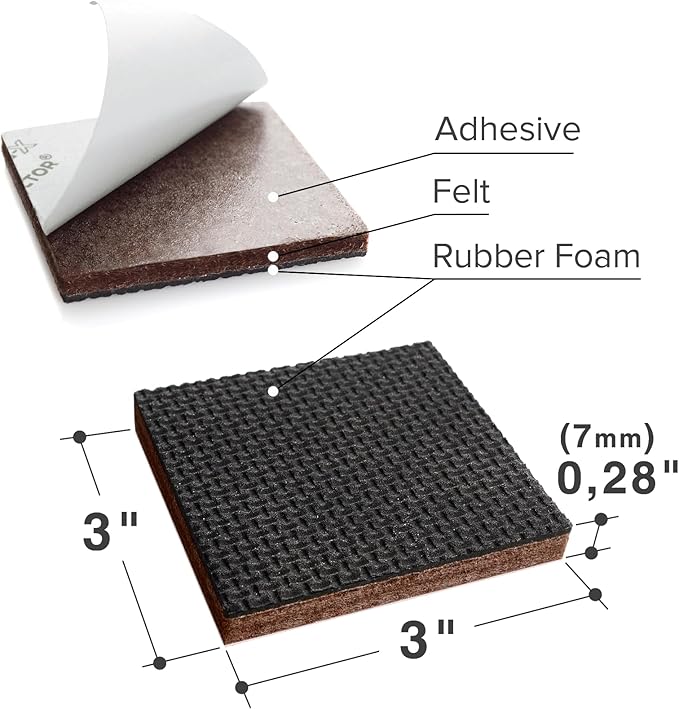 X-PROTECTOR Non Slip Furniture Pads – 12 Premium Furniture Grippers 3"! Best SelfAdhesive Rubber Feet Furniture Feet – Ideal Non Skid Furniture Pad Floor Protectors – Keep Furniture in Place! - Image 3