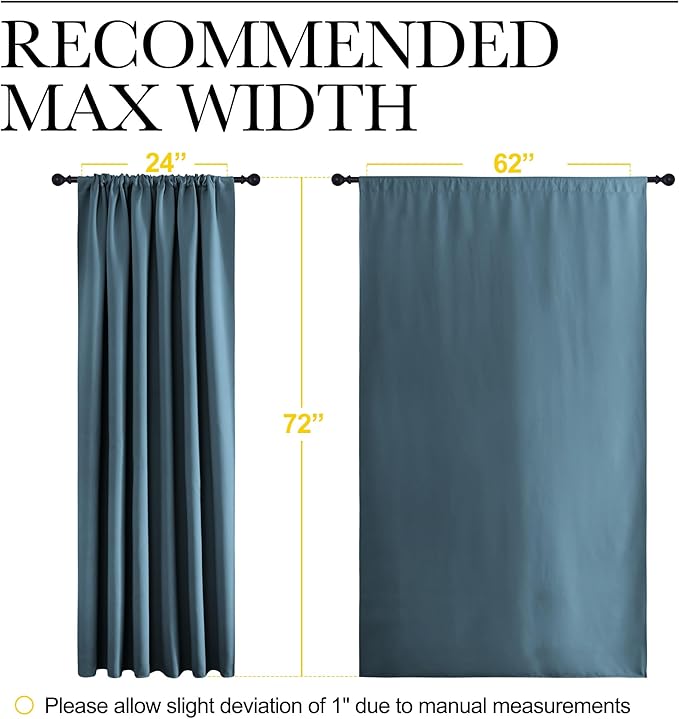 NICETOWN 2 Panels Blackout Curtains, Rod Pocket Window Curtains Room Darkning Drapes for Bedroom/Living Room, Thermal Insulated Solid Draperies for Home Office/Study, 62 by 72-Inch, Smoky Blue - Image 6