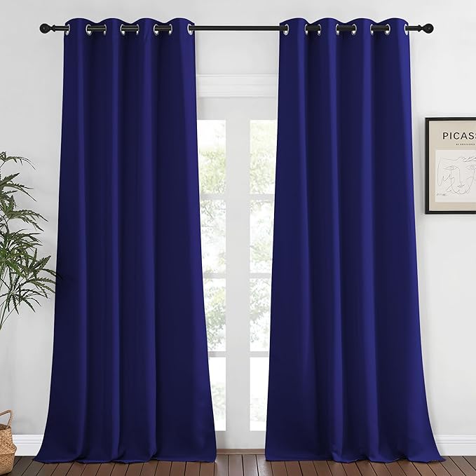 NICETOWN Blackout Window Curtain 95 inch Length - Room Darkening Thermal Insulated Grommet Large Window Treatment Light Blocking for Bedroom/Doorway (Navy Blue, 1 Panel, W52 x L90) by NICETOWN