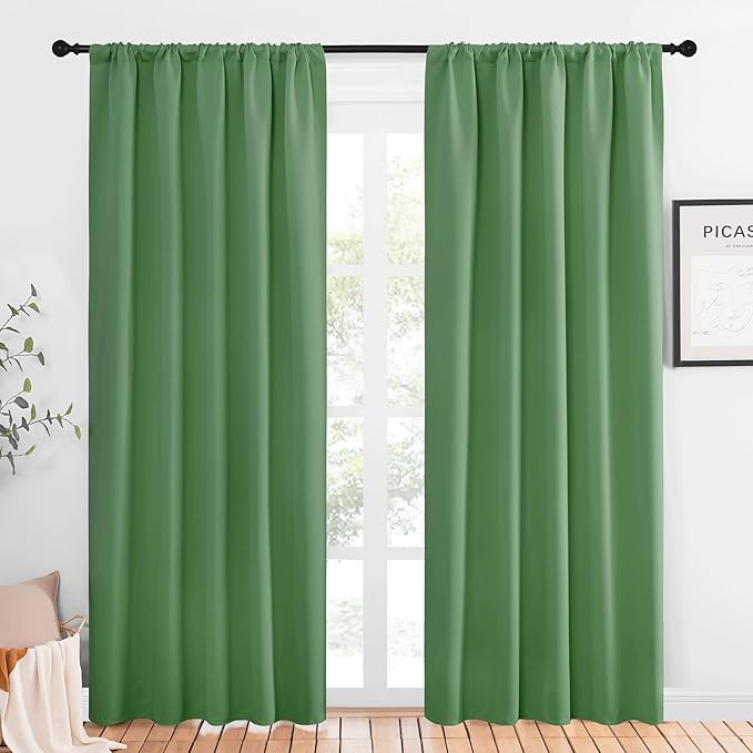 NICETOWN Window Curtains Blackout Drapes, Froest Green, 1 Pair, 52 by 84-Inch, Thermal Insulated Solid Rod Pocket Blackout Curtains/Draperies for Living Room by NICETOWN