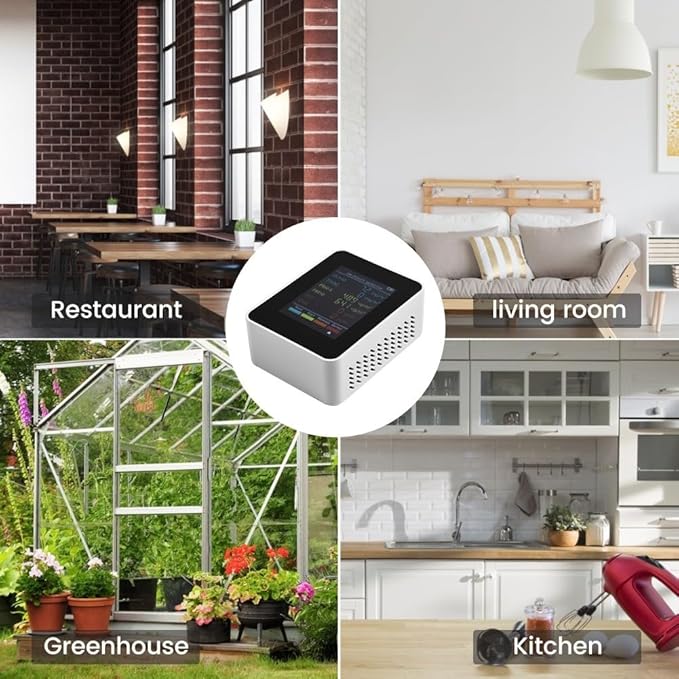 Air Quality Monitor, Multifunctional 6 in 1 C02 Detector PM2.5 PM10 HCHO TVOC Meter Air Quality Monitor, Test Indoor Pollution and Humidity Indoor - Image 7
