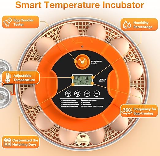 18 Egg Incubator with Automatic Egg Turning and Humidity Control, Eggs Incubators for Hatching Eggs Chicken Quail Ducks Goose Parrot for Home Classroom Lab Farm - Image 7